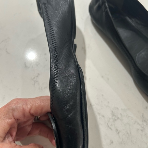 Tory Burch Black Leather Logo Ballet Flats - Picture 8 of 14